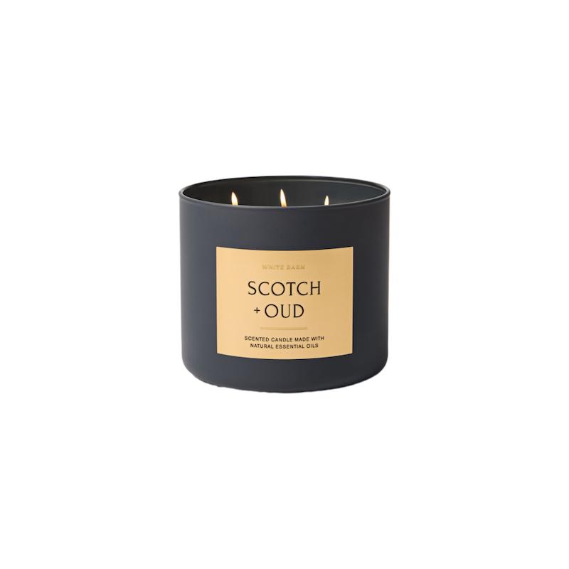 شمع وایت برن بس اند بادی  White barn Scented candel- Scotch +Oud (Bath & body)