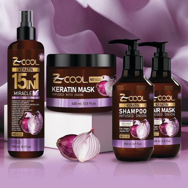 پک محصولات مراقبتی کراتین زدکول ( مخصوص موهای حالتدار و فر ) 