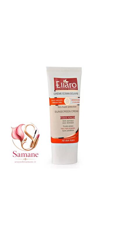 کرم ضد آفتاب رنگی الارو (Ellaro) مدل SPF 50 – رنگ بژ طبیعی (Teinte Foncée) مناسب انواع پوست اورجینال