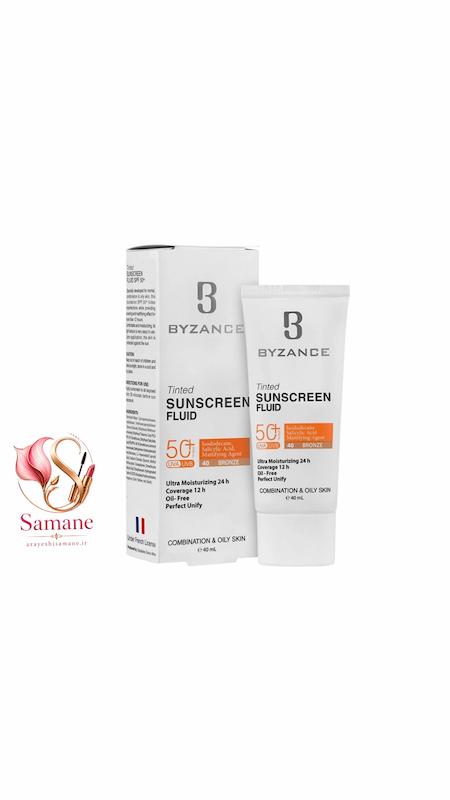 ضدآفتاب فلوئید بیزانس (Byzance) – مدل Tinted Sunscreen – شماره ۴۰ (Bronze) مناسب پوست چرب حجم ۴۰میل