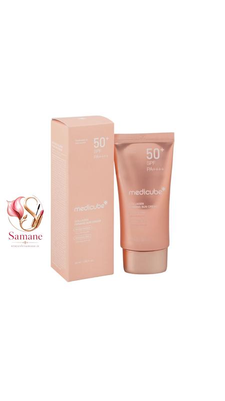 ضد آفتاب کلاژن مدی کیوب spf 50 بی رنگ Collagen Firming حجم ۵۰میل اورجینال