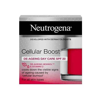 کرم روز ضد چروک نیتروژنا Neutrogena مدل سلولار بوست Cellular Boost دارای SPF20 حجم 50 میل | حاوی ویتامین  C