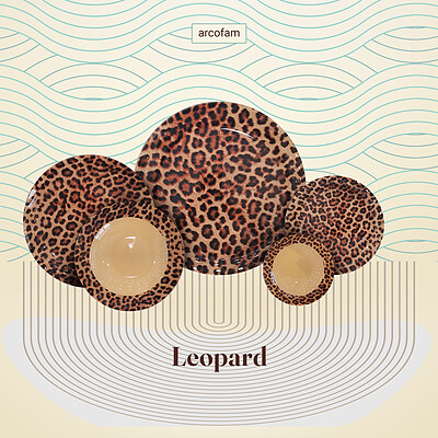 سرویس 6 نفره 25 پارچه طرح پلنگی (Leopard)