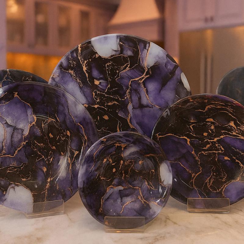 سرویس 6 نفره 25 پارچه طرح مورانو بنفش