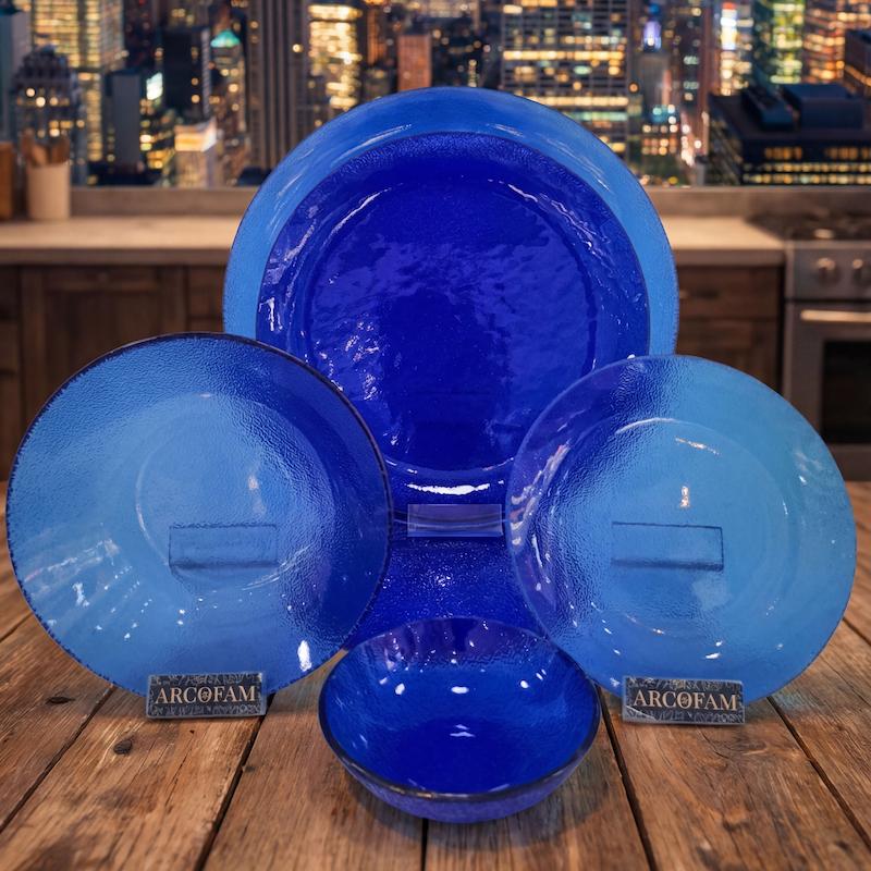 سرویس 6 نفره 25 پارچه مشجر مدل برفی آبی - Snow Blue