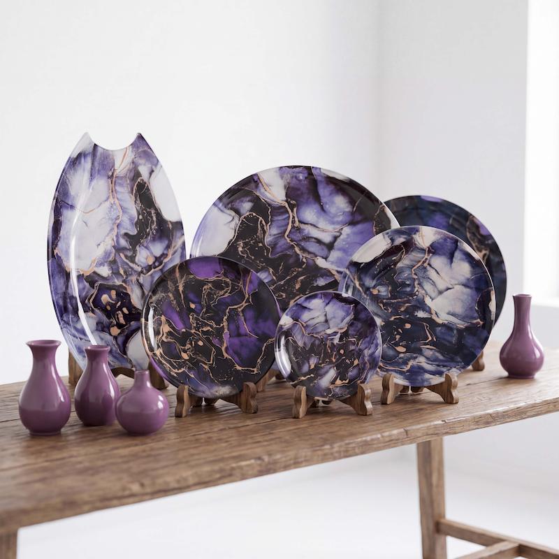 سرویس 6 نفره 25 پارچه طرح مورانو بنفش (Purple Murano)