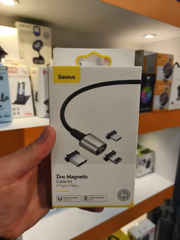 کابل مگنتی سه سر بیسوس Baseus Zinc Magnetic Cable Kit TZCAXC-B01 2.4A طول 1 متر