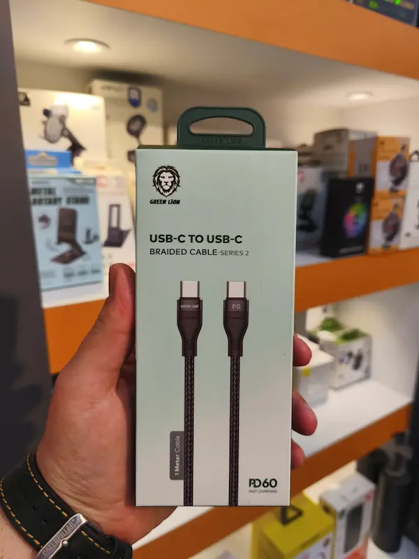سیم شارژ تایپ سی به تایپ سی سری 2 گرین Green usb-c to usb-c braided cable- series 2