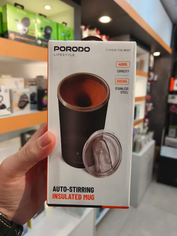ماگ همزن پرودو مدل PORODO AUTO-STIRRING INSULATED MUG PDLFST138BK