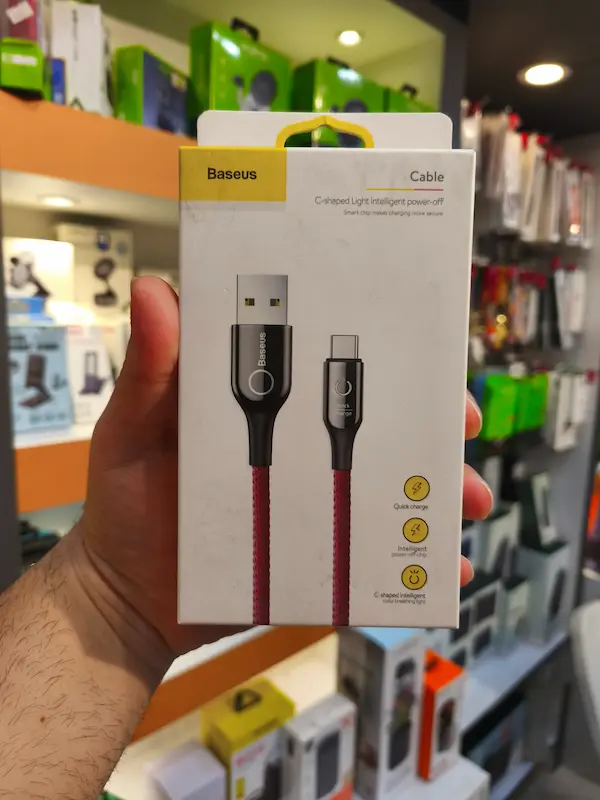 کابل تبدیل USB به Type-C باسئوس مدل C-shaped Light Intelligent Power-off CATCD طول 1 متر