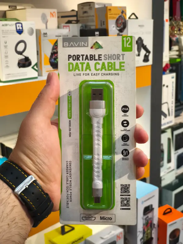 کابل شارژ میکرو یو اس بی کوتاه باوین Bavin CB-192M Micro USB Cable 12CM