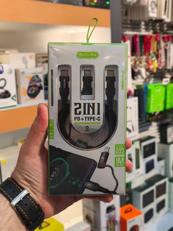 کابل سریع دو سر تایپ سی به لایتنینگ باوین Bavin CB-189 2IN1 Type-C to Lightning Cable 1m