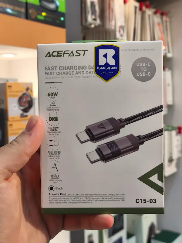 کابل Type-C به Type-C ایس فست ACEFAST C15-03 طول 1.2 متر توان 60 وات