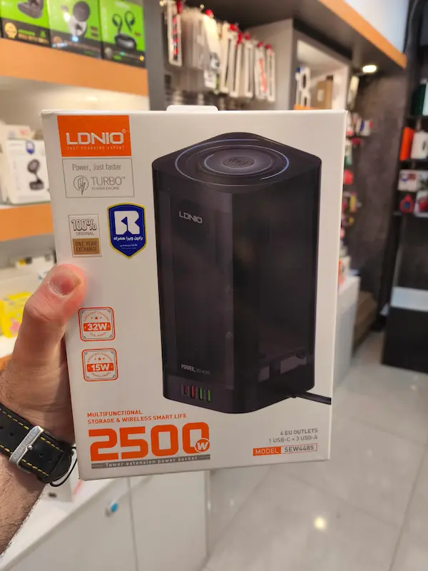 چند راهی برق و شارژر وایرلس تایمردار الدینیو SEW4485