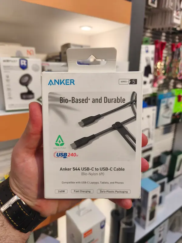 کابل شارژ سریع USB-C به USB-C انکر مدل Anker A80F6 توان ۲۴۰ وات | طول ۱.۸ متر