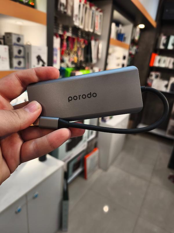 هاب 9 پورت پرودو Porodo 9in1 4K HDMI Ethernet USB-C Hub PD توان 100 وات