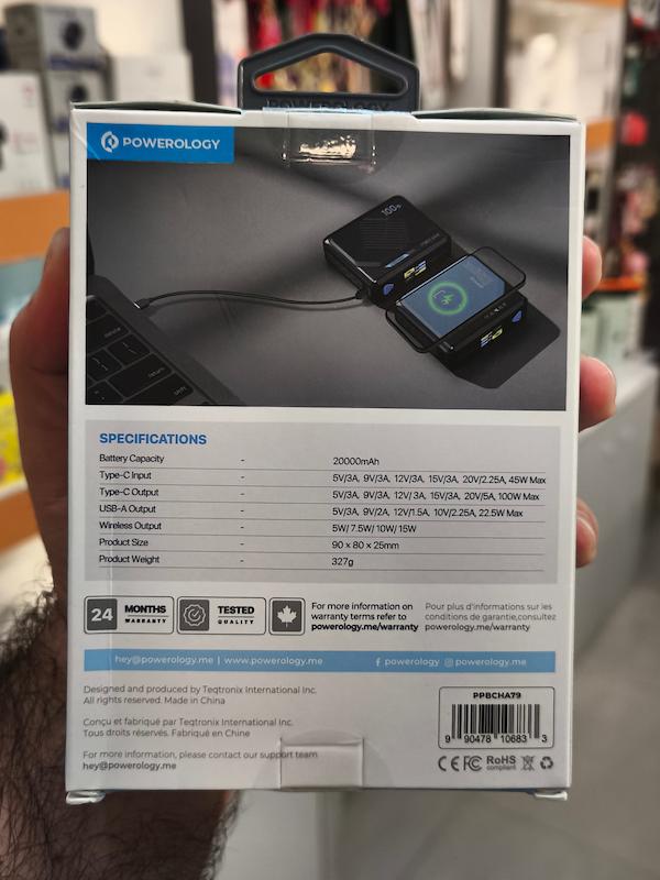 پاوربانک 20 هزار 100 وات پاورولوژی Powerology Ultra Mini 20000mAh Power Bank PPBCHA79