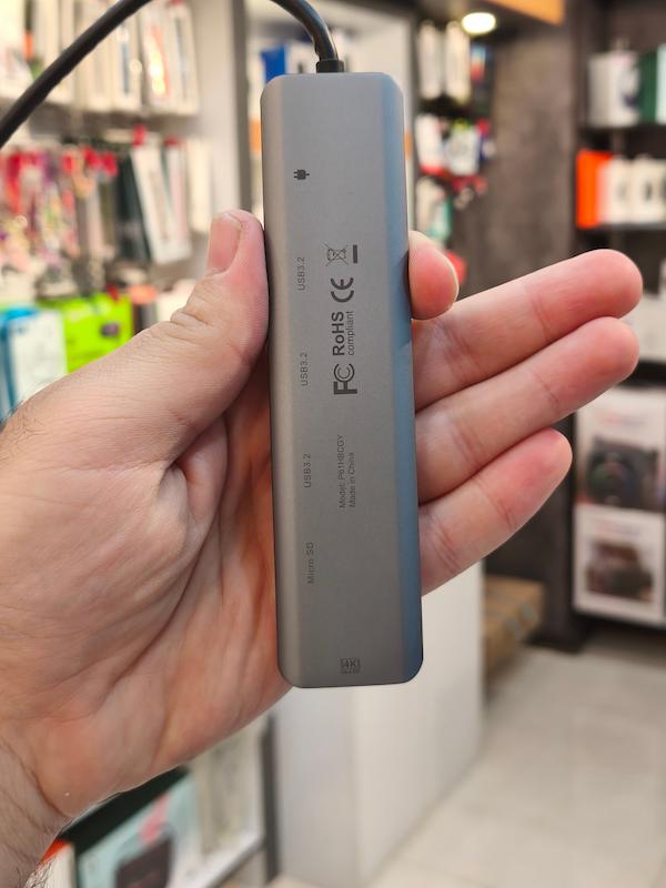 هاب USB-C پاورولوجی مدل P61HBCGY با ۶ پورت ۴K HDMI