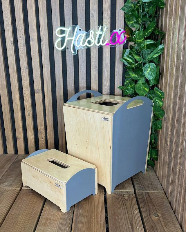 سطل و دستمال چوب و فلز