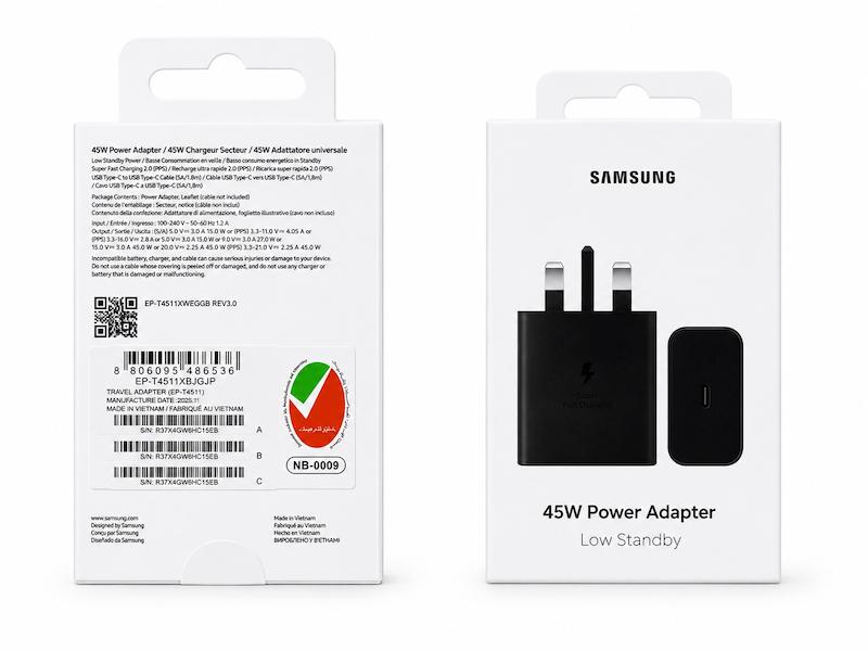 شارژر دیواری اصلی سامسونگ Samsung EP-T4511 توان 45 وات همراه با کابل