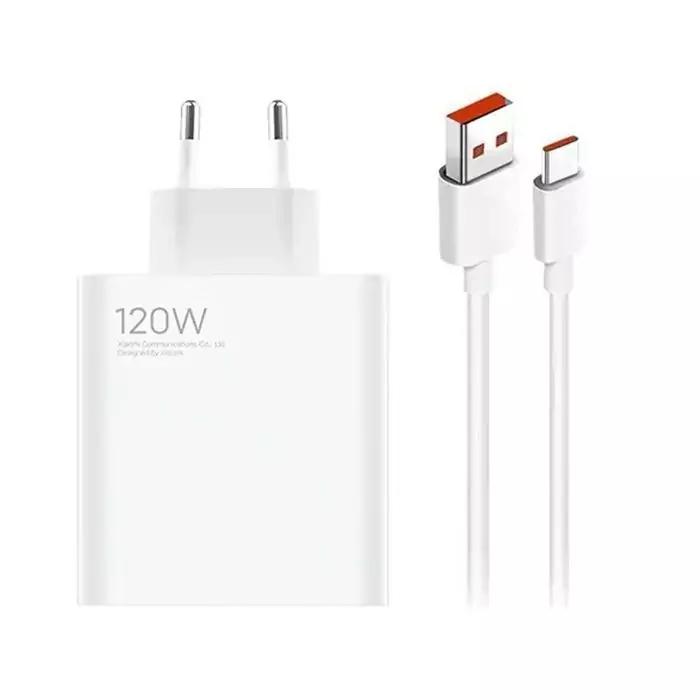 شارژر شیائومی توان 120 وات دو پین همراه کابل اصل  باگارانتی ۱۲ماهه وارسال رایگان
