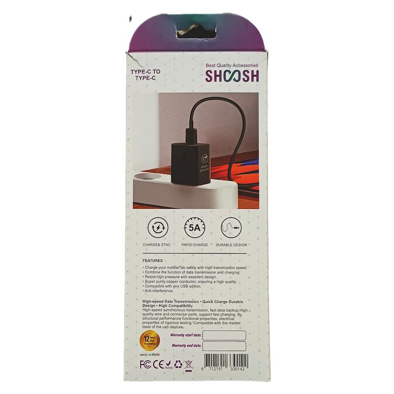 کابل شارژ دو سرتایپ سی شوش sh202cیکسال گارانتی  ساخت ایران درجه ۱