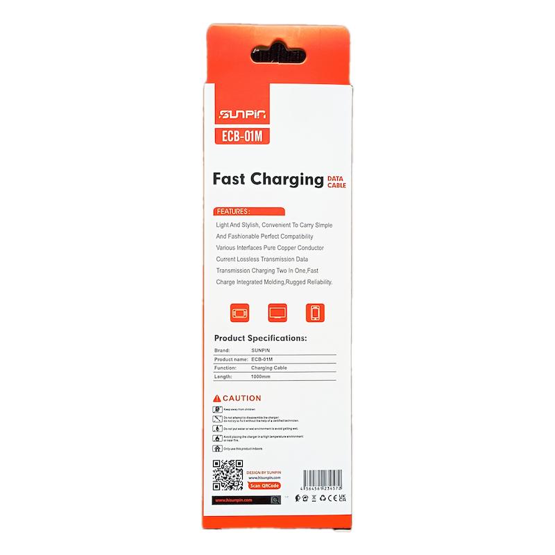 کابل شارژ میکرو sunpin3/4 آمپر دیتا دار EBC_01M
