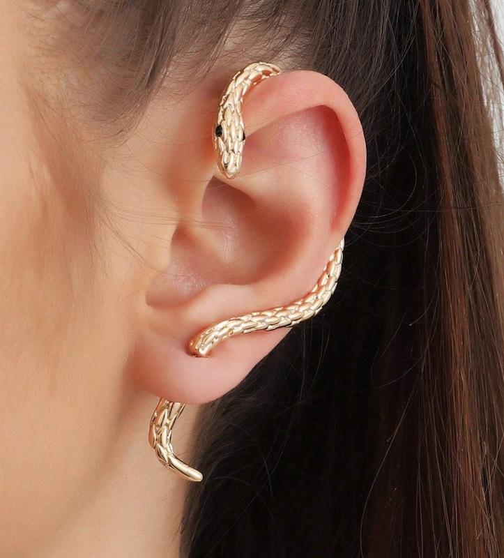 گوشواره با طراحی اغراق‌شده، گوشواره جذاب برای مهمانی، گوشواره مناسب عکاسی، گوشواره مدرن، گوشواره نمادین، گوشواره با الهام از طبیعت، اکسسوری خاص، گوشواره مار نقره‌ای، گوشواره شیک زنانه، گوشواره فانتزی برای جشن، گوشواره خاص برای استایل جسورانه، گوشواره مدل مار، 