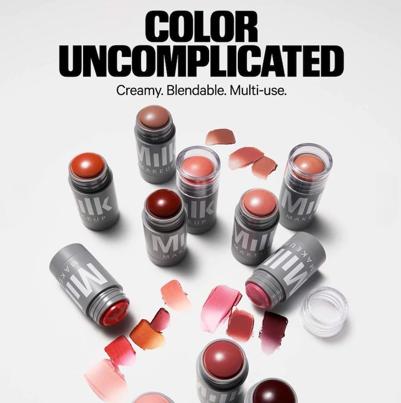milk blush stick، milk makeup lip cheek، بهترین رژگونه برای استفاده روزمره، رژگونه با روغن آووکادو، رژگونه با کره انبه، آرایش طبیعی با میلک میکاپ