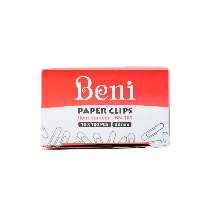 گیره کاغذ ۳۳ میلی‌متری بنی (Beni) مدل BN-101 – بسته ۱۰۰ عددی