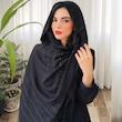 شال برشکا مشکی راه راه با حاشیه ریش‌ریشی 