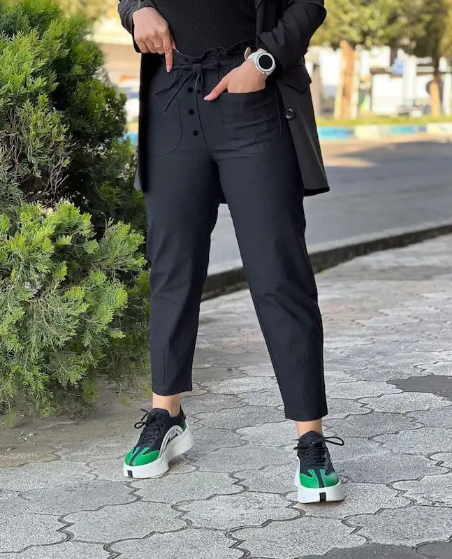 شلوار مام بالونی کتان کش 