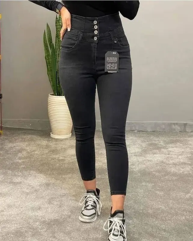 شلوار زنانه گن دار جین اصلی 