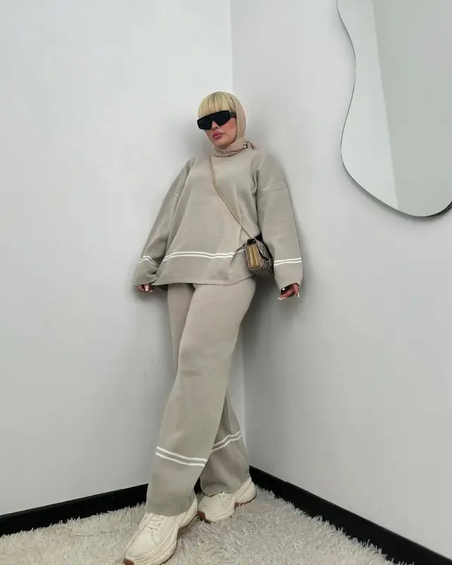 ست بافت اسپرت دو نواره زنانه 