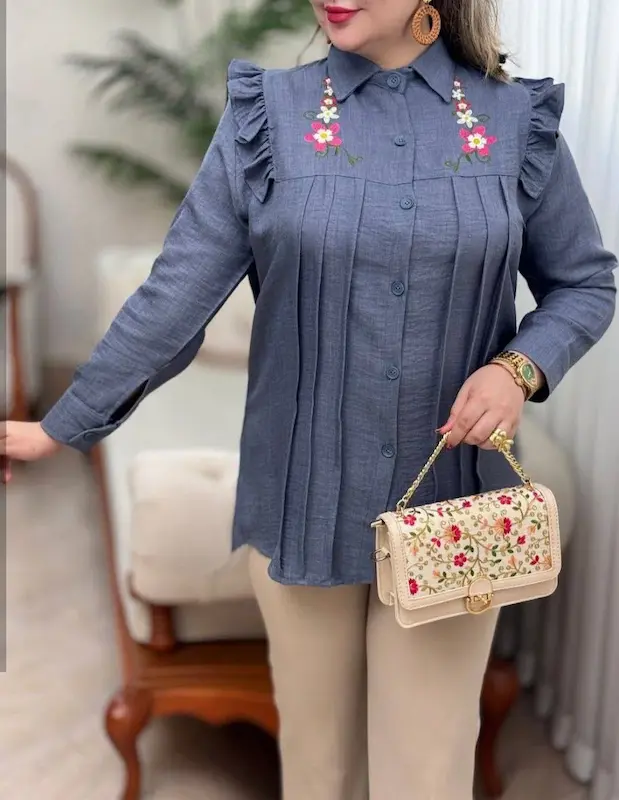 شومیز زنانه گلدوزی شده پرگل 