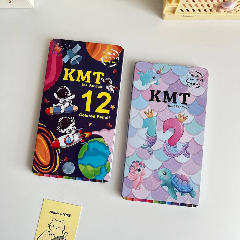 مداد رنگی 12 رنگ جعبه فلزی KMT