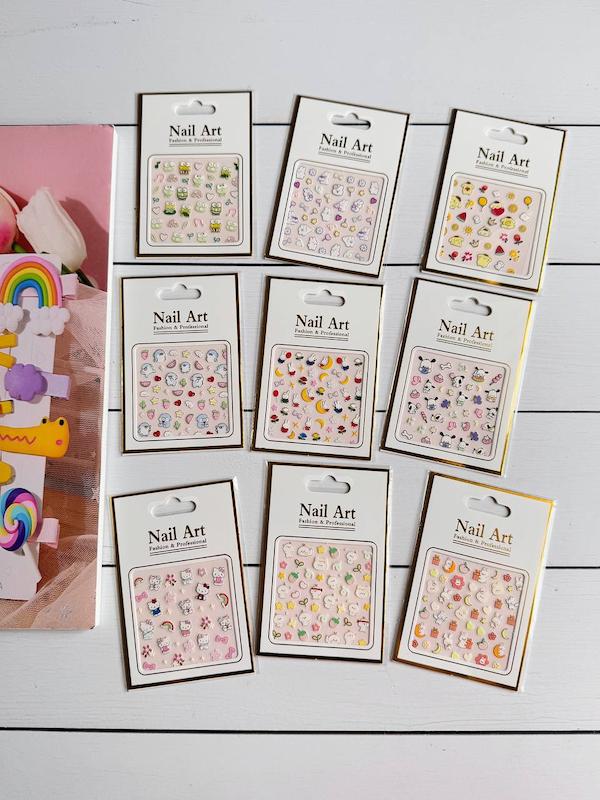 استیکر طراحی ناخن Nail Art با طرح‌های کارتونی و رنگی متنوع