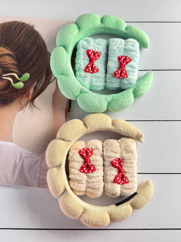 ست تل و مچ‌بند حوله‌ای روتین پوستی فانتزی