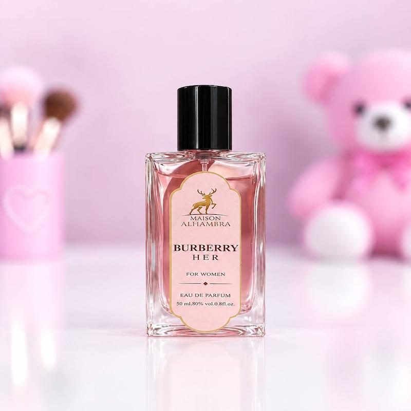 عطر زنانه الحمرا با رایحه باربری هر Burberry Her حجم ۵۰ میل با بطری صورتی