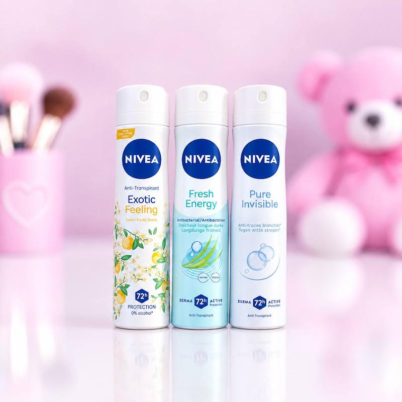 اسپری ضدتعریق نیوا NIVEA مدل‌های Exotic Feeling و Fresh Energy و Pure Invisible