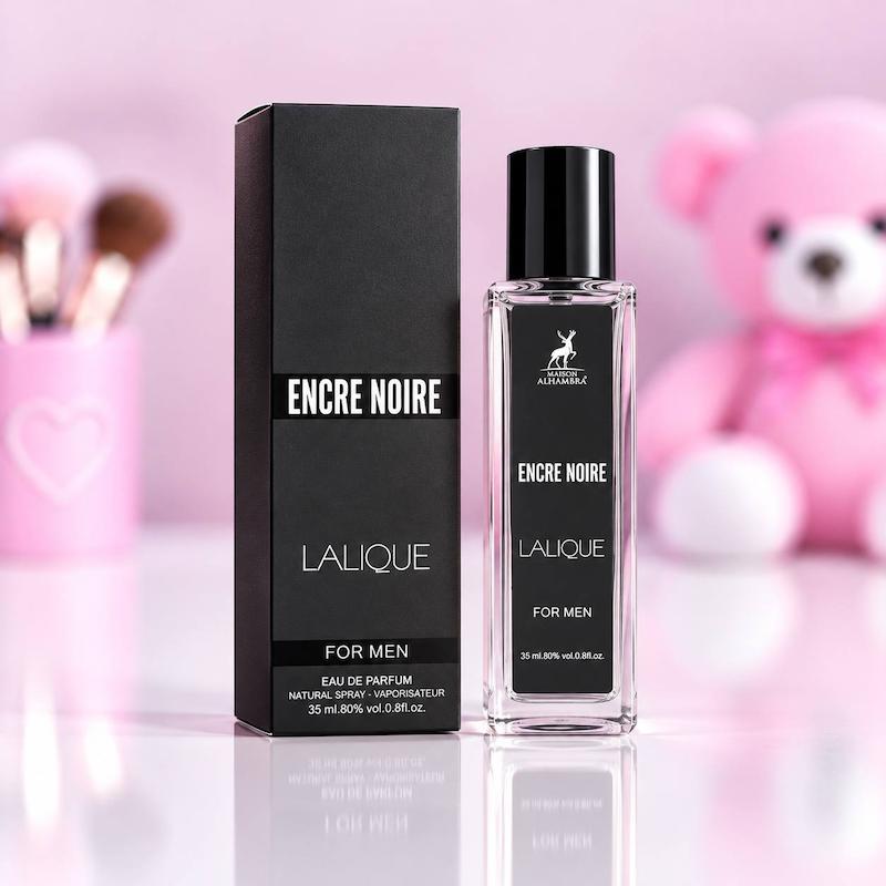 عطر مردانه الحمرا ۳۵ میل با رایحه لالیک انکر نویر Encre Noire