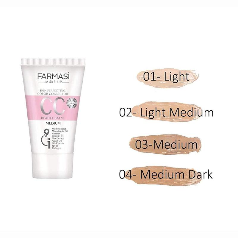 سی سی کرم فارماسی Farmasi CC Cream مدل ۹ در ۱ با بسته‌بندی صورتی و سفید