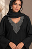 تن‌پوش پنل نگین یقه صبا کد ۱۲۰ با نگین دودی  روی عبای مشکی