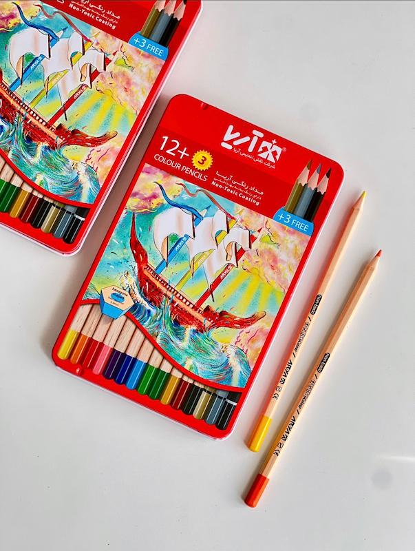 مداد رنگی آریـا 3+12 فلزی 