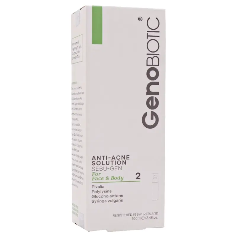 محلول ضدآکنه بدن و صورت ژنوبایوتیک Sebu-gen مدل 2