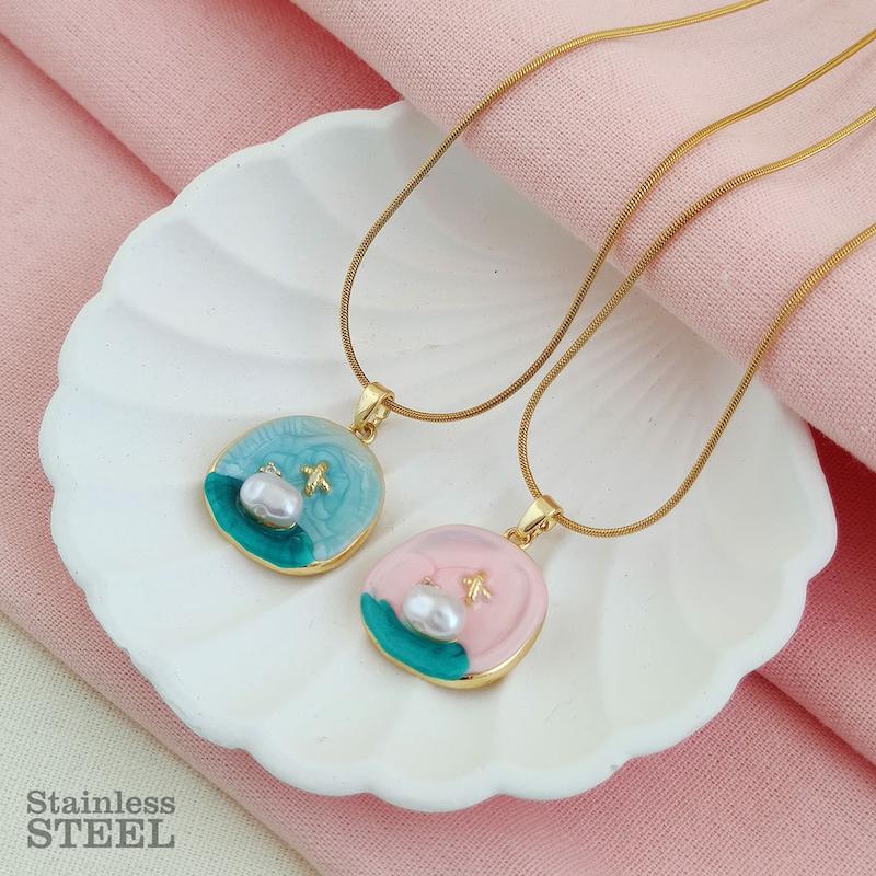 گردنبند استیل میناکاری (5 طرح)