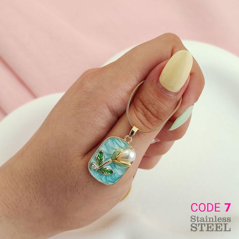 گردنبند استیل میناکاری (6 طرح)