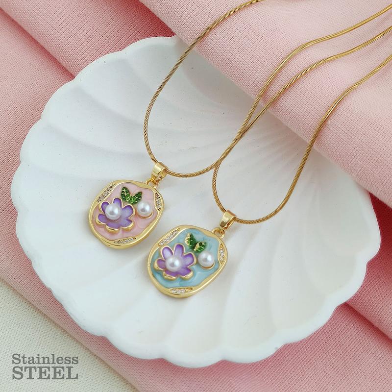 گردنبند استیل میناکاری (4 طرح)