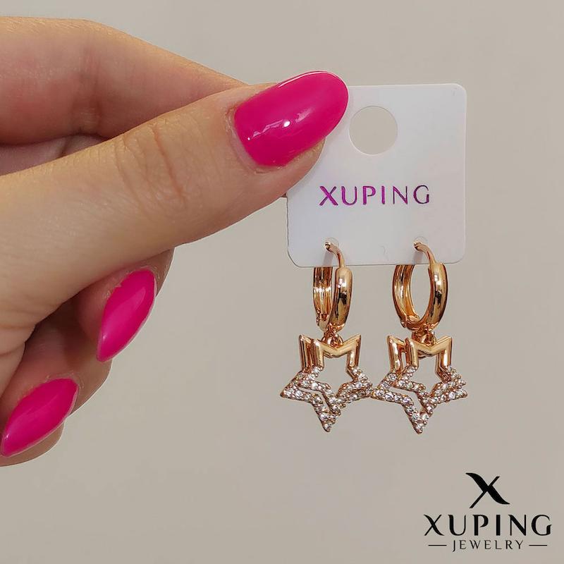 گوشواره دو ستاره نیم‌نگین ژوپینگ