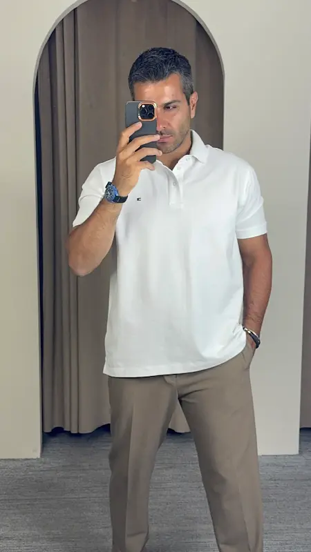 پلوشرت دکمه ای TOMMY مردانه سفید